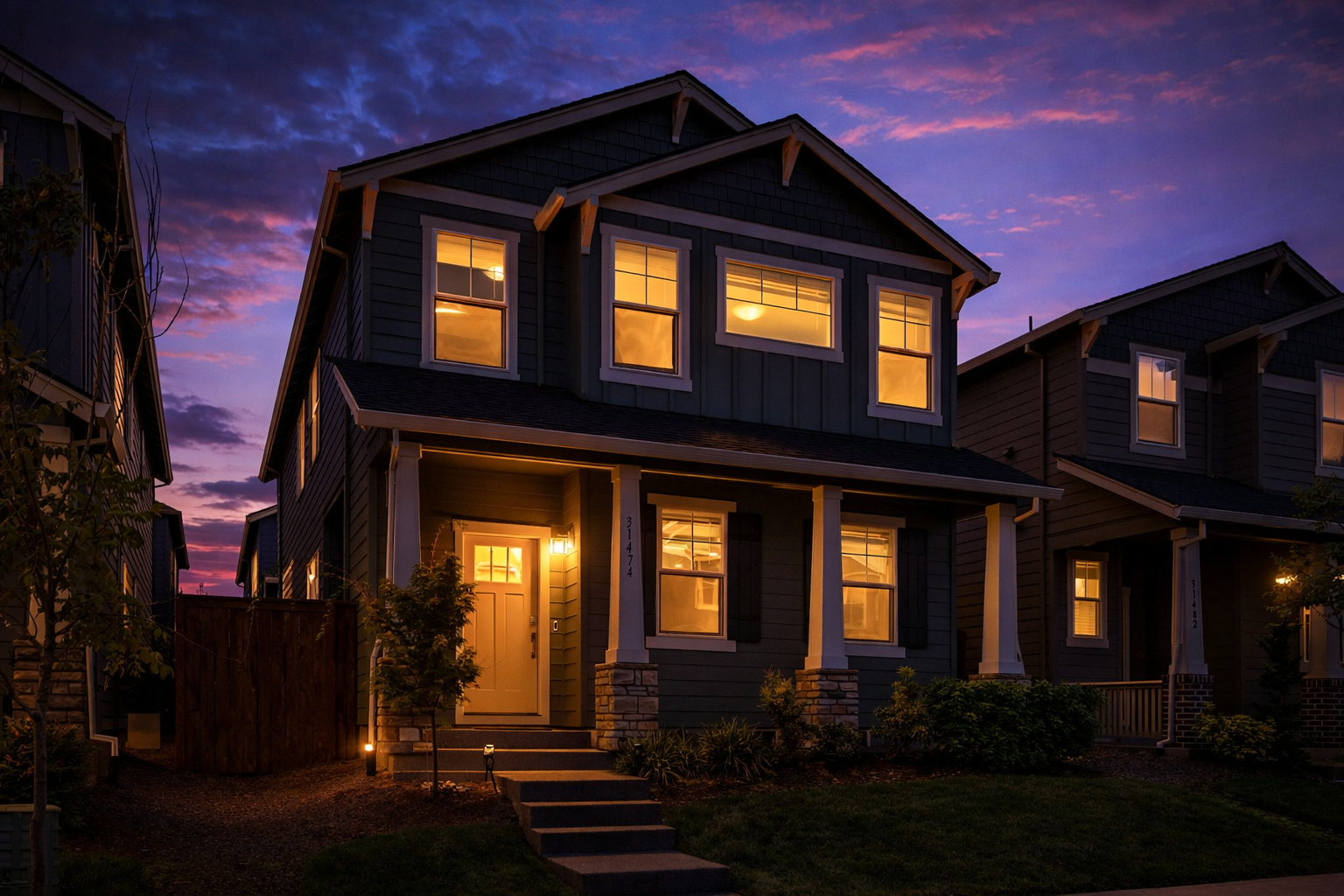 Twilight exterior real estate photography by Cascade Property Media